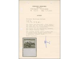 1945, Ansichten aus Slowenien Landschaft am Fluss Gurk 2,50 Lire schwärzlichockerbraun, Unterrandstück unten ungezähnt, postf