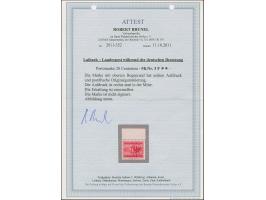 1944, 20 Centesimi dunkelrosarot, Oberrandstück mit Aufdruckabart “Aufdruck rechts statt mittig”, postfrisch, tadellos, eine 