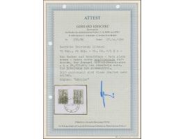 1941, Nepriklausoma 15 Kopeken dunkelgraugrün und 20 Kopeken schwarzgelbgrün, je mit kopfstehendem Aufdruck, sauber mit Stemp