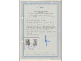 1941, Nepriklausoma 30 Kopeken violettultramarin und 50 Kopeken braun, je mit kopfstehendem Aufdruck, sauber mit Stempel “KAU