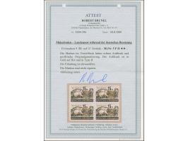 1944, 9 Lew auf 15 Stotinki, Goldaufdruck auf rotem Aufdruck, Viererblock, postfrisch, tadellos, Fotoattest Brunel BPP (2009)