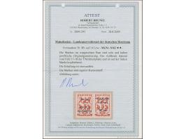 1944, 30 auf 14 Lew, waagerechtes Kehrdruckpaar von den Aufdruckfeldern 17-18, postfrisch, tadellos, sign. Karavainoff und Fo