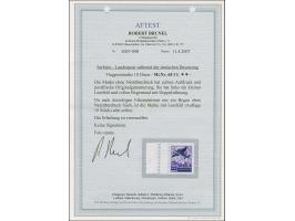 1942, Flugpost 10 auf 12 Dinar dunkelpurpurviolett, ohne Netzüberdruck, linkes Seitenrandstück mit kleinem Leerfeld und senkr