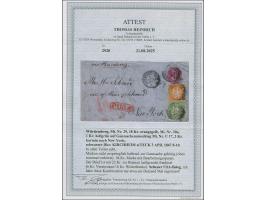 1863, 18 Kr. orangegelb zusammen mit 18651 Kr. grün durchstochen, beide farbfrisch und gut gezähnt bzw. durchstochen mit DKr.