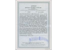 1889, Krone/Adler 10 Pfg. rosarot (leuchtend karmin quarzend) im senkrechten Paar mit Rahmenstempel “AUS WESTAFRIKA” auf Vord