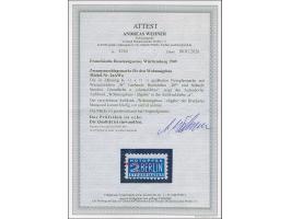 2 Pfg. blau gezähnt K 11 : 11¼, mit Wasserzeichen 1W und rotem Aulendorfer Aufdruck, postfrisch, in tadelloser Erhaltung, sig