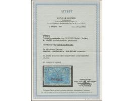 1920, 2 Mark dunkelkobaltblau, mit klarem Doppeldruck, farbfrisch und gut gezähnt, sauber zeitgerecht gestempelt “DANZIG-LANG