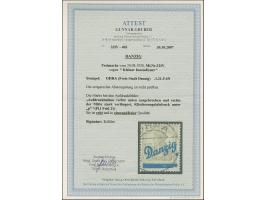 1920, Kleiner Innendienst 2 Pfennig, mit Aufdruckfehler “Aufdruckbalken rechts unten ausgebrochen und rechts der Mitte stark 