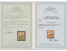 1920, Kleiner Innendienst 7½ Pfennig, Probedruck mit grünem Aufdruck, postfrisch, links ein Zahn winzig verkürzt, sonst tadel