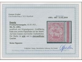 1921, Flugpost 2 Mark, großflächig auf geklebter Papierbahn, postfrisch, herstellungsbedingte Gummiunebenheiten, tadellos, se