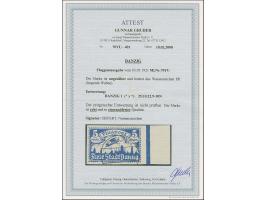 1921, Flugpost 5 Mark, liegendes Wasserzeichen, breitrandig ungezähnt mit rechtem Seitenrand, sauber gestempelt “DANZIG 1 y 2