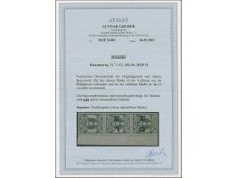 1921, Staatswappen 1,50 Mark, senkrechter Dreierstreifen mit linkem Seitenrand, die obere Marke ohne Aufdruck (nur im Blinddr