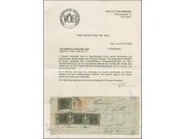 1850, 1 Kr. ockergelb, Type Ib mit Abart “Doppelseitiger Druck”, als Zufrankatur mit 2 Kr. schwarz Type Ib (senkrechter Dreie