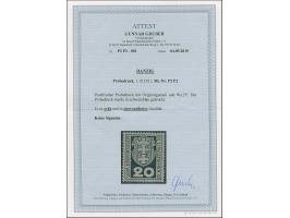 1921, Staatswappen 20 Pfennig, Probedruck, gezähnt in schwarzblau, postfrisch, tadellos, selten, unsigniert mit Fotoattest Gr