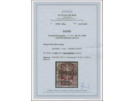 1923, 100000 auf 20 Mark, glänzender Aufdruck, farbfrisch und gut gezähnt, sauber und klar, zeitgerecht gestempelt “DANZIG 20