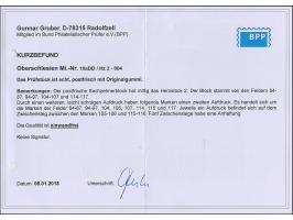 1920, Aufdruck-Provisorien 5 Pf. auf 20 Pfennig dunkelgraublau, 16er-Block mit Herzstück und Zwischenstegpaaren, Aufdruckfeld