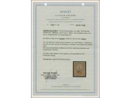 1920, Aufdruck-Provisorien 50 Pf. auf 5 Mark dunkelrotorange, Berner-Ausgabe mit grünschwarzem Aufdruck, kopfstehender Aufdru