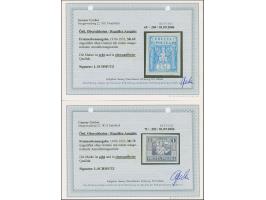 1923, Wappenadler und Bergmann 10 Fenigow, und 50-75 Fenigow sowie 1-4 Marka, je als ungezähnter Probedruck auf ungummiertem 