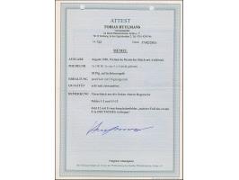 1920, Germania 30 Pfennig auf hellchromgelb, Viererblock aus der linken oberen Bogenecke, die rechte untere Marke mit Urmarke