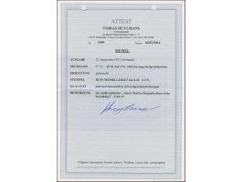 1922, Freimarke 50 Mark auf 2 Franc, mit Aufdruckfehler “oberer Teil des Doppelbalkens links beschädigt”, farbfrisch und gut 