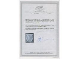 1855, 3 Grote auf blaugrau, Type I, senkrecht gestreiftes Papier, mit "Bogen über der Krone", sehr farbfrisch und voll- bis b