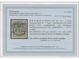 1862, 5 Grote auf mattgraubraun, farbfrisch und gut durchstochen, sauber entwertet durch zentrisch aufgesetzten Ra2. Tadellos