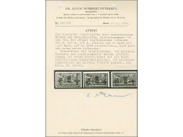 1923, 100-500 M. auf 80 (M) auf 1,25 Mark auf 60 Centime, je mit kopfstehendem Aufdruck, sauber ungebraucht, tadellos. Die Au