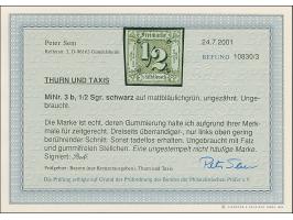 ½ Sgr. auf auf meergrün, schöne tiefe Farbe, links oben gering berührt, sonst voll- bis meist überrandig, ungebraucht mit Ori