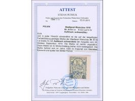 1915, Stadtpostmarke 6 auf 5 Groszy, Aufdrucktype II in schwarzblau, rechts ungezähnt, sauber ungebraucht, tadellos, eine sel