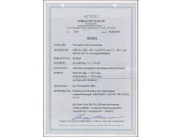 1923, 10 Centu auf 25 Mark auf 10 Centu grünlichblau, zwei Einzelmarken sowie 30 Centu auf 400 Mark auf 1 Litas, 1 Wert zu 10