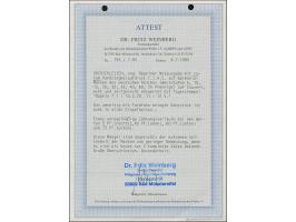 Handstempel in rot: Germania 5-40 Pfennig sowie 60 und 75 Pfennig, jeder Wert einzeln sauber gestempelt “OPPELN 18.2.20” auf 