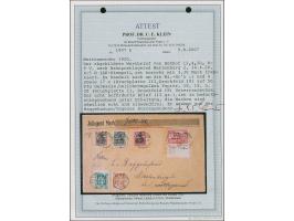 1920, Germania 50 Pfennig auf mittelchromgelb, Feld 19, mit Zufrankatur, je farbfrisch und meist gut gezähnt, sauber mit Stem