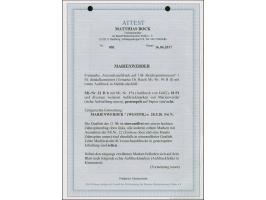 1920, Versuchsaufdrucke: 1 Mark karmin mit Mediävalaufdruck in rot, zusammen mit u.a. Germania 50 Pfennig, rotem Probeaufdruc