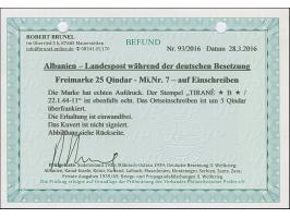 1943, 25 Qind, sauber mit Stempel “TIRANE 22.1.44” auf überfrankiertem, eingeschriebenen Orts-Vordruckbrief der “BANCA NAZION