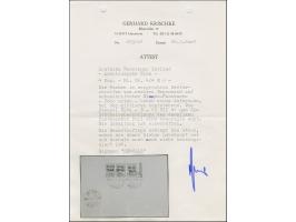 1941, 4 Kopeken, waagerechter Dreierstreifen mit rechtem Seitenrand, die mittlere Marke mit kopfstehendem Aufdruck, sauber mi