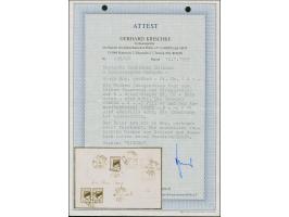 1941, Wappenschild 30 Kopeken, gezähnt, Type II, waagerechtes Seitenrandpaar und Einzelmarke, zusammen mit nicht gültiger rus