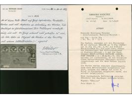 1944, Wladimir-Wolynsk 6-60 Pfennig mit Dienstsiegelentwertung zusammen mit Ostland Hitler 12 und 30 Pfennig mit Stempel “BRE