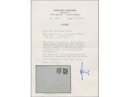 1943, Flugpost 50 Centesimi mit rotem Aufdruck sowie 50 Centesimi schwarzviolett mit schwarzem Aufdruck, sauber mit Stempel "