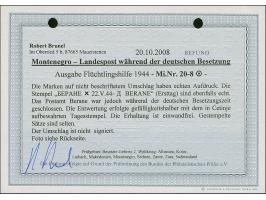 1944, Flüchtlingshilfe 0,15+0,85 auf 3 Dinar - 0,50+1,50 auf 2 Lire, sauber mit Stempel “BERANE 22.V.44” auf Blanko-Umschlag,