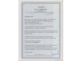 Kontrollabzug der Aufdruckplatte I auf Maschinenpapier, im Bogenrand mit handschriftlicher Angabe “2.50 M. 2 Abdruck v. 4 Jun