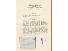 1941, “PLESKAU” schräger Handstempelaufdruck von links unten nach rechts oben in dunkelrosarot, 10 Kopeken mit violettem Stem