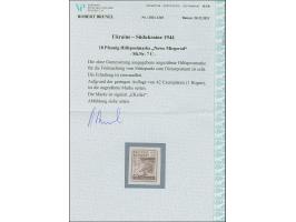 1944, Bäuerin 18 Pfg., lebhaftrot, schwärzlichgelbsmaragdgrün und dunkelrotbraun, kpl., ungezähnt, auf Papier ohne Gummi wie 