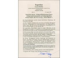 1943, Tunis-Päckchenmarke auf dickem Papier, zwei Einzelwerte (etwas überlappend geklebt), zusammen mit Hitler 20 Pfg. im sen