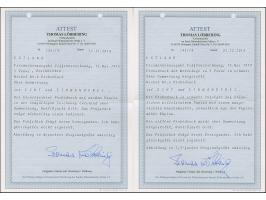 1919, Numerals 5 penni, three different proofs, black on grey paper, bronze on white paper and lemon-yellow on white paper, b