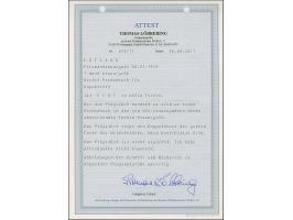 1919, Viking ship 1 mark brown/yellow, proof with upper sheet margin and double print of center design, no gum, very fine and