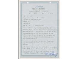 1920, Airmail 5 mark, horizontal pair, one stamp with plate flaw “missing green color below Post” unused, fine, scarce, signe