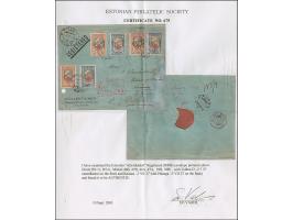 1928, Aita hädalist 2½-5 mark, imperforated and perforated with additional franking tied by cds. "TALLINN -2 7 27" to registe