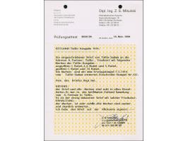 1919, 10 rubel perforated together with 3,5 and 5 rubel imperforated with additional franking tied by cds. "TALLINN-SADAM -7 