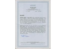 18 Kr. gelborange und 6 Kr. braun Type II, Platte 2, beide voll- bis breitrandig, teils mit Schnittlinien, mit gMR "25" und n