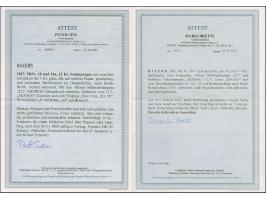 12 Kr. lila mit 2 Einzelwerten 1 Kr. grün, alle farbfrisch und voll- bis meist breitrandig, mit klar aufgesetztem oMR "812" u